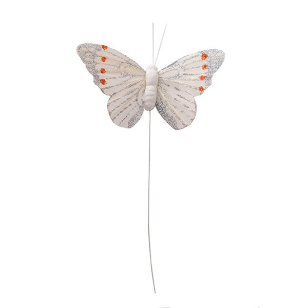 Elegant white 10cm butterflies in a pack of 12, perfect for crafts, decorations, and floral arrangements.