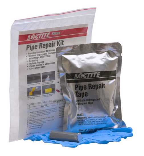 LOCTITE 5070 Pipe Repair Kit for quick and effective sealing of leaks in pipes up to 100mm x 3.6m, includes epoxy and tape.