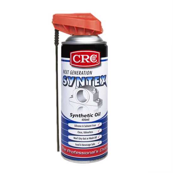 CRC 3035 Syntex Synthetic Lube 400ml, a colorless, odorless multipurpose lubricant for extreme conditions and safe on multiple surfaces.