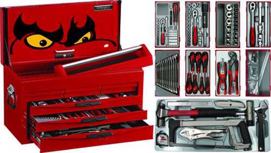Teng Tools 140 Piece Tool Kit in a secure 6-drawer box, ideal for professionals and DIY enthusiasts, featuring essential tools.