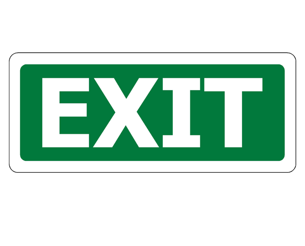 Durable PVC Exit Sign (240x100mm) with clear 'Exit' legend for emergency guidance in various environments.