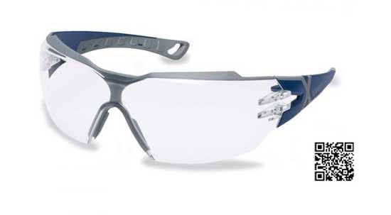 uvex pheos cx2 Clear eyewear with wraparound design, soft grip arms, brow guard, and scratch-resistant lenses for optimal eye safety.