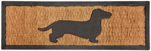 Charming dachshund silhouette doormat set of 3, 75 x 25cm, durable coir and rubber for effective dirt removal.