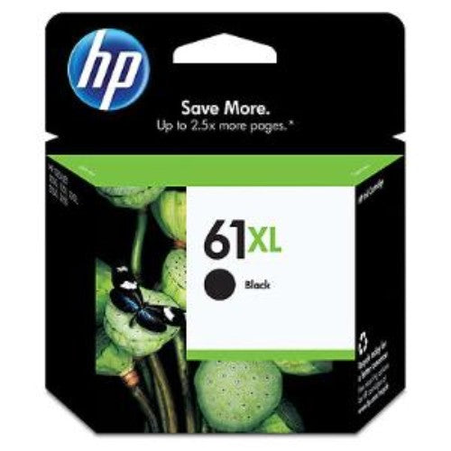 Black HP 61XL Ink Cartridge for high-quality prints, yields up to 480 pages, compatible with HP printers, eco-friendly design.
