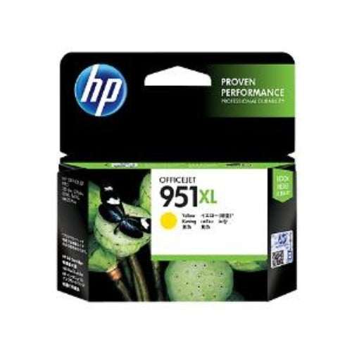 High-capacity yellow ink cartridge for HP printers, prints up to 1500 pages with vibrant colors and easy recycling.
