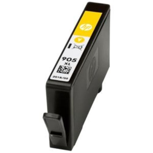 HP 905XL Yellow Ink Cartridge for inkjet printers, high yield, prints up to 825 pages, ensures vibrant and clear prints.