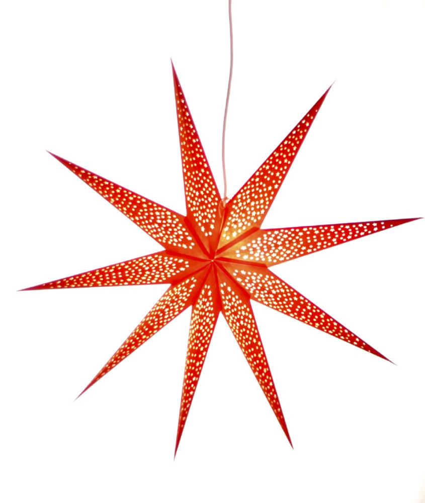 Handmade orange star lamp shade, 90cm diameter, perfect for elegant decor or parties, flat-packed for easy shipping.