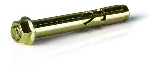 POWERS Zinc Yellow Hex Sleeve Anchor M10 x 100, durable and corrosion-resistant for secure anchoring in concrete or masonry.