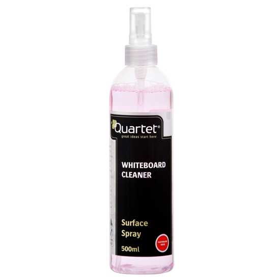 Quartet Whiteboard Cleaner 500ml, effective for removing ink stains and ghosting, ideal for classrooms and offices.