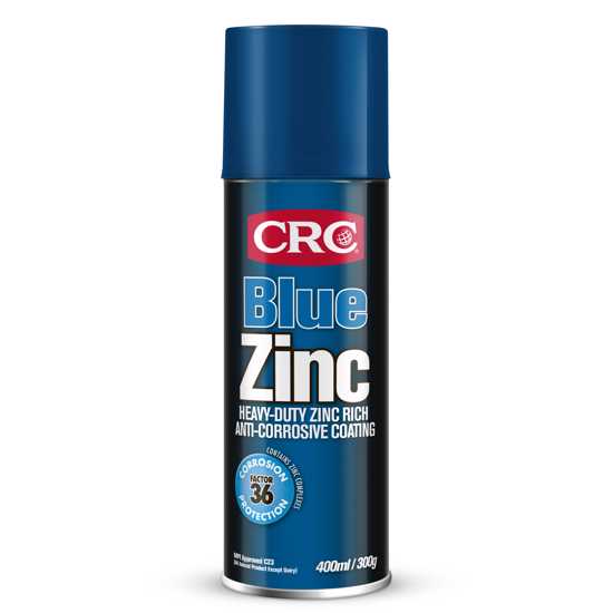 CRC 2097 Blue Zinc 400ml aerosol for superior corrosion protection with satin finish, quick-drying and easy application.