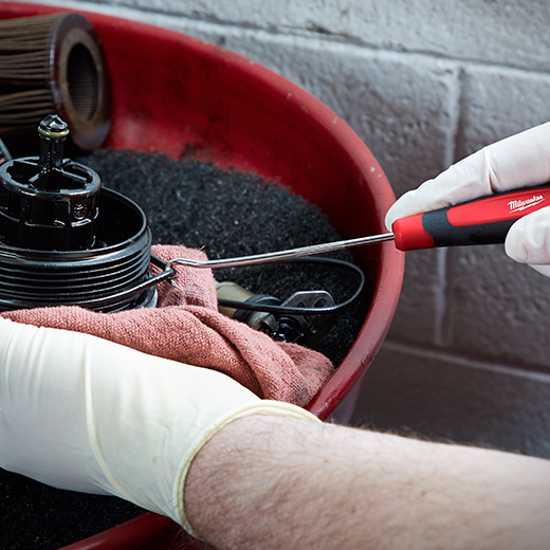 Milwaukee 4-Piece Hook and Pick Set with ergonomic handles and chrome-plated picks, housed in an easy-access storage tray.