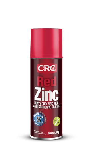 CRC 2100 Red Zinc 400ml aerosol can, featuring corrosion protection and a satin finish for metal surfaces.