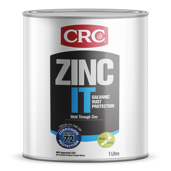 Zinc-rich corrosion protection spray for steel and iron, offers 95% purity zinc, weld-through capability, and quick drying.