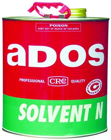 4-litre tin of ADOS 8204 Solvent N, ideal for cleaning adhesives and preparing surfaces for bonding tasks.