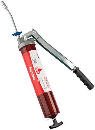 Alemlube Lever Action Grease Gun 400g, designed for efficient grease application in automotive and industrial maintenance.