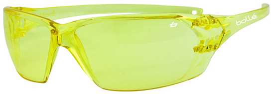 Bolle Prism Safety Glasses with amber lenses offer lightweight, durable protection and 99.99% UV protection for enhanced visibility.