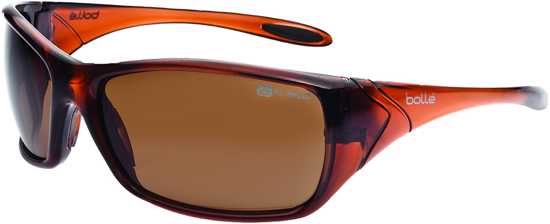 Bolle Voodoo Safety Glasses feature polarized brown lenses in a sleek wrap-around frame for style and superior eye protection.