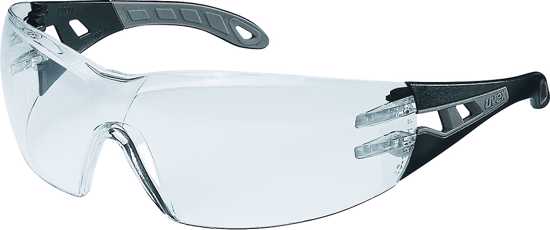 Clear uvex pheos Safety Glasses featuring duo-spherical lenses, anti-fog coating, and a lightweight, comfortable design.