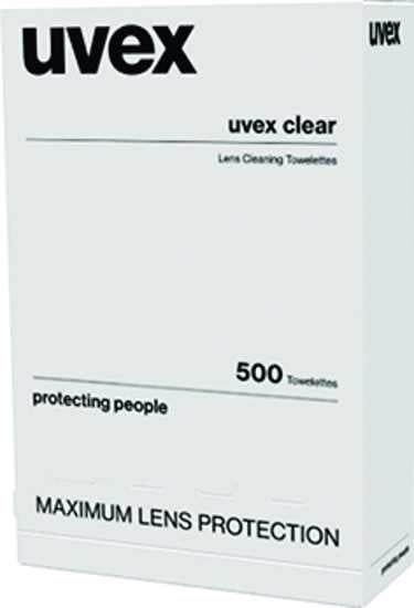 uvex Lens Cleaning Towelettes, pack of 500, designed for safe, streak-free cleaning of sunglasses and eyewear.