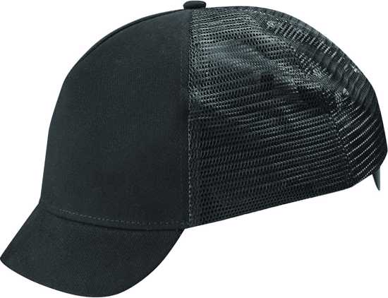 Black UVEX U-CAP sport vent bump cap with short brim, designed for safety in industrial environments, size 60-63 cm.