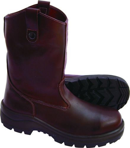 John Bull Explorer 8496 Safety Boots in size 6, featuring durable leather, heat-resistant sole, and slip-resistant design.