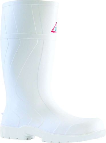 Bata Workmate Non Safety Gumboots in white, size 6, featuring a durable PVC sole, comfort insole, and breathable nylon lining.