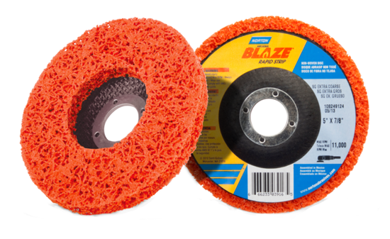 125 x 22mm Norton Blaze Rapid Strip Disc for efficient surface prep, versatile for various materials, prevents clogging.