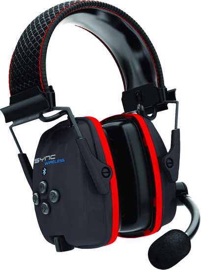 Sync Bluetooth Wireless Earmuff with noise cancellation, Bluetooth connectivity, and boom mic for clear communication in noisy environments.