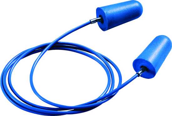 UVEX X-Fit Corded Detectable Earplugs in box of 100 pairs, designed for comfort and noise reduction in loud work environments.