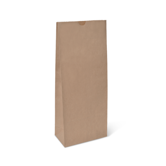 Heavy-duty paper bags with block bottom design, 100-pack, recyclable and ideal for takeaway and retail use.