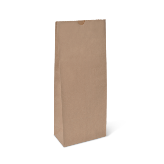 Heavy-duty brown paper bags with block bottom, strong and eco-friendly, perfect for takeaway food and retail packaging.