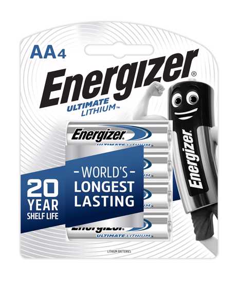 Energizer Lithium AA 4pk: Reliable, long-lasting batteries for high-tech devices, with a 20-year shelf life and extreme temperature performance.