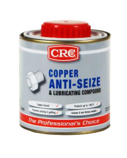 CRC 3183 Copper Anti-Seize 500ml bottle, designed to protect metal components from seizing and corrosion in extreme conditions.