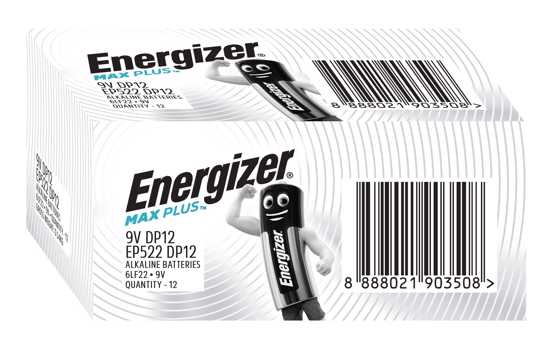 Energizer Max Plus Industrial 9V batteries - 12 pack, offering durability and 60% longer-lasting power for reliable performance.