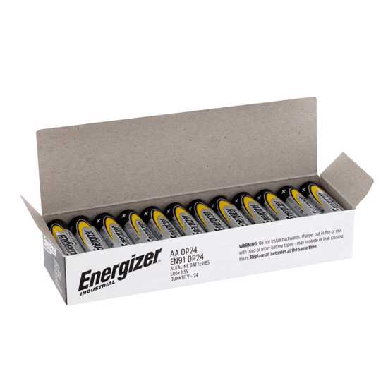 Energizer Industrial AA Bulk 24 Pack, reliable batteries for high-drain industrial and commercial devices.