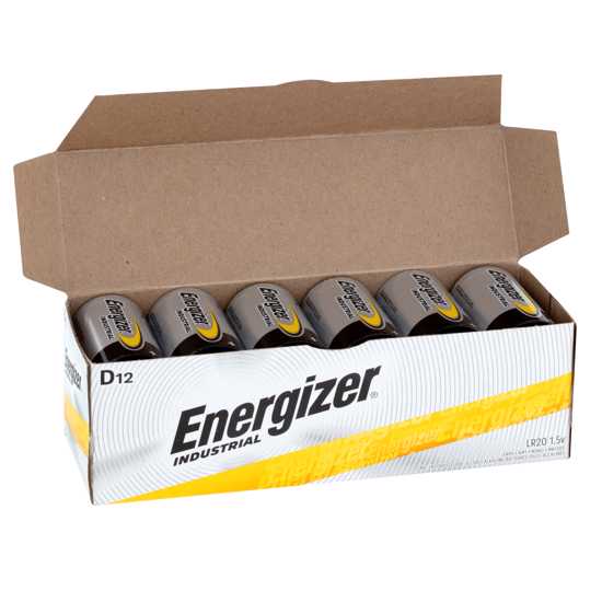 Energizer Industrial D Bulk 12 Pack - reliable, high-performance batteries for industrial and household power needs.