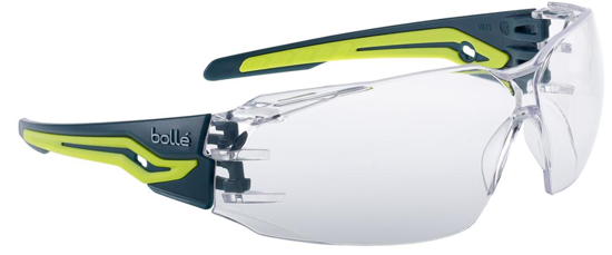 Bolle Silex+ Safety Glasses with clear lens feature fog-resistant, scratch-proof design, UV protection, and ultra wrap-around frame.