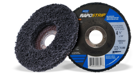 115 x 22mm Norton StripEaze Rapid Strip Disc for efficient coating removal with angle grinders, max RPM 11,900.