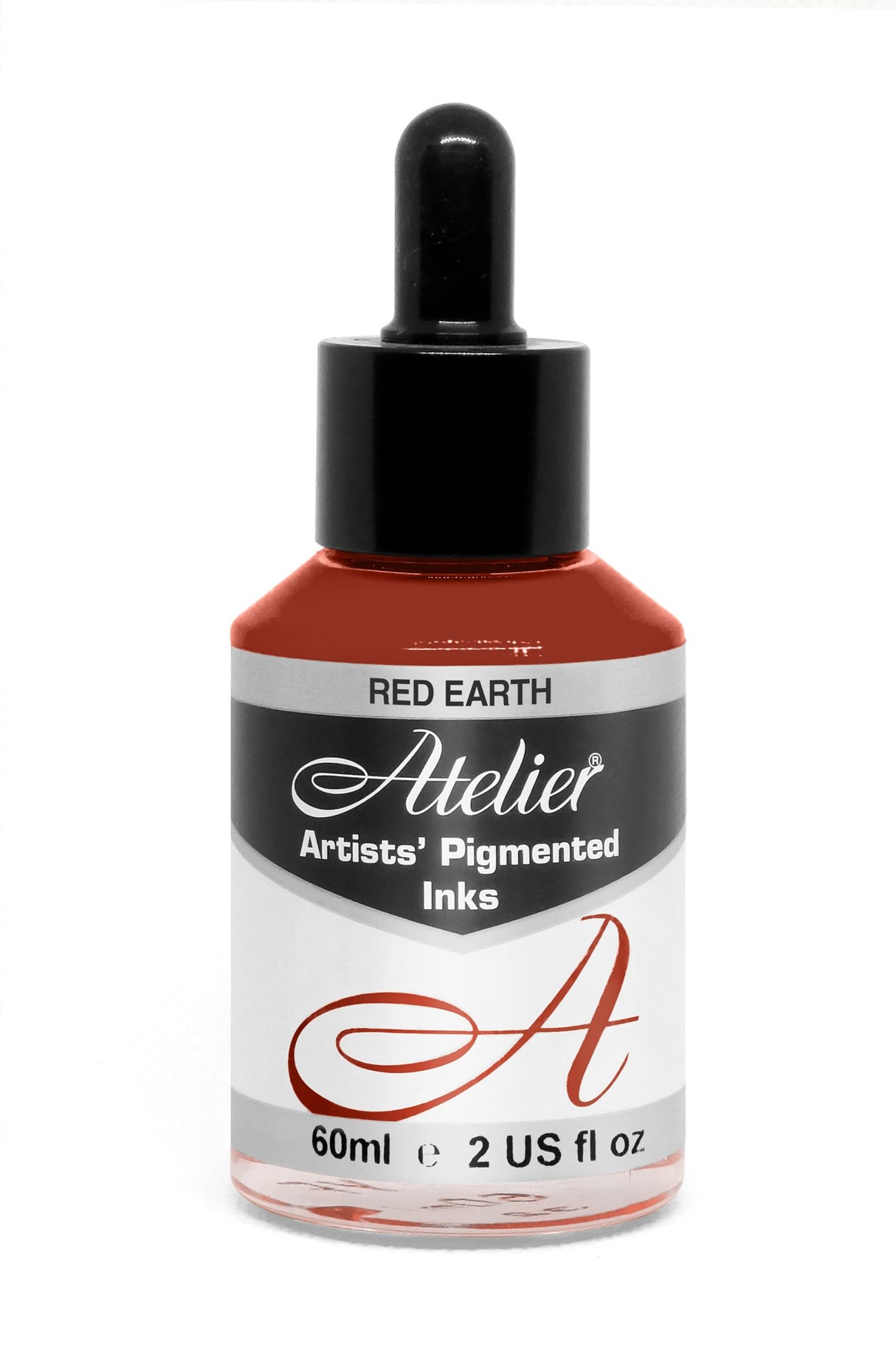 Vibrant 60ml red earth ink bottle for artists, perfect for calligraphy, painting, and mixed media projects.