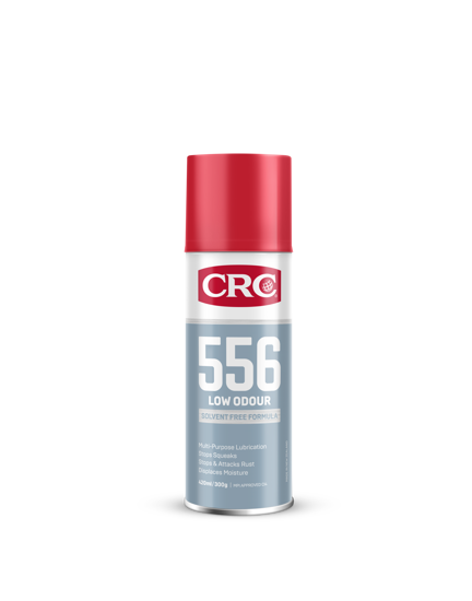 CRC 5-56 Low Odour 420ml spray provides lubrication, moisture displacement, and corrosion protection with minimal scent for sensitive use.