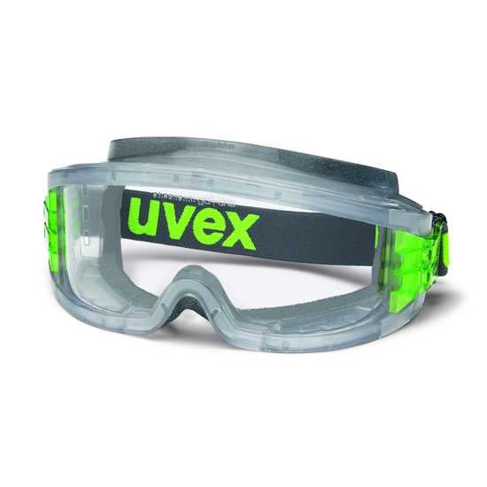 Uvex Ultravision Foam Bound Safety Goggles with anti-fog and anti-scratch lens, designed for comfort and over-glasses fit.