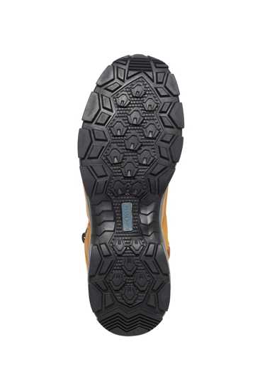 Water-resistant wheat-colored Zip Sided Boot with carbon fiber safety toe, reflective tech, and lightweight design, size 10.