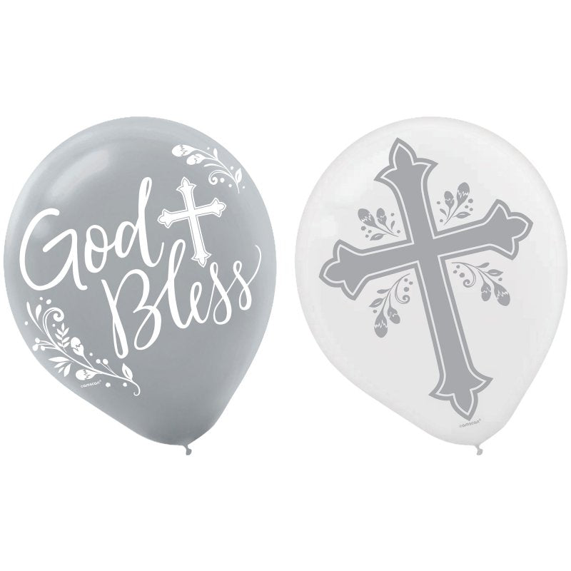 Latex Balloons - Holy Day God Bless (12in/30.4cm) - Pack of 15