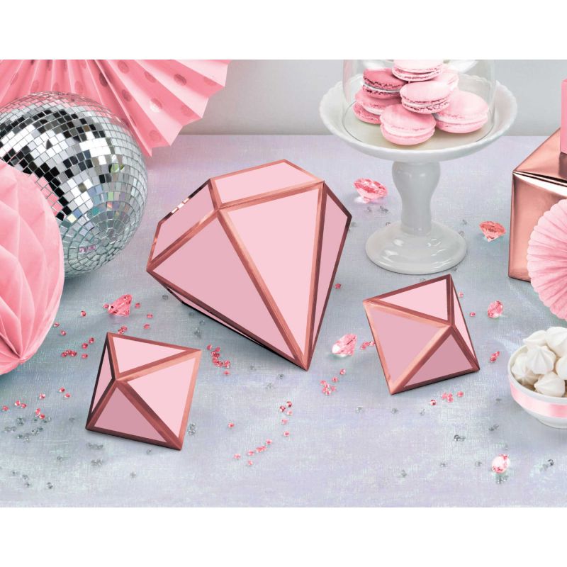Blush Wedding 3D Table Foil Decorations in three sizes, enhancing romantic wedding receptions with elegant designs.