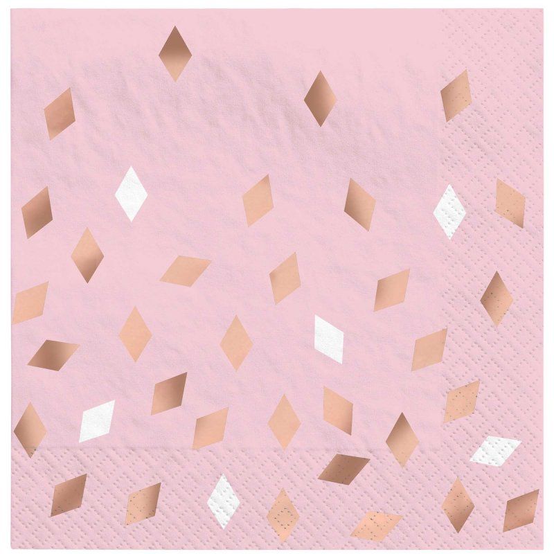 Blush Birthday Lunch Napkins Hot-Stamped - Pack of 16