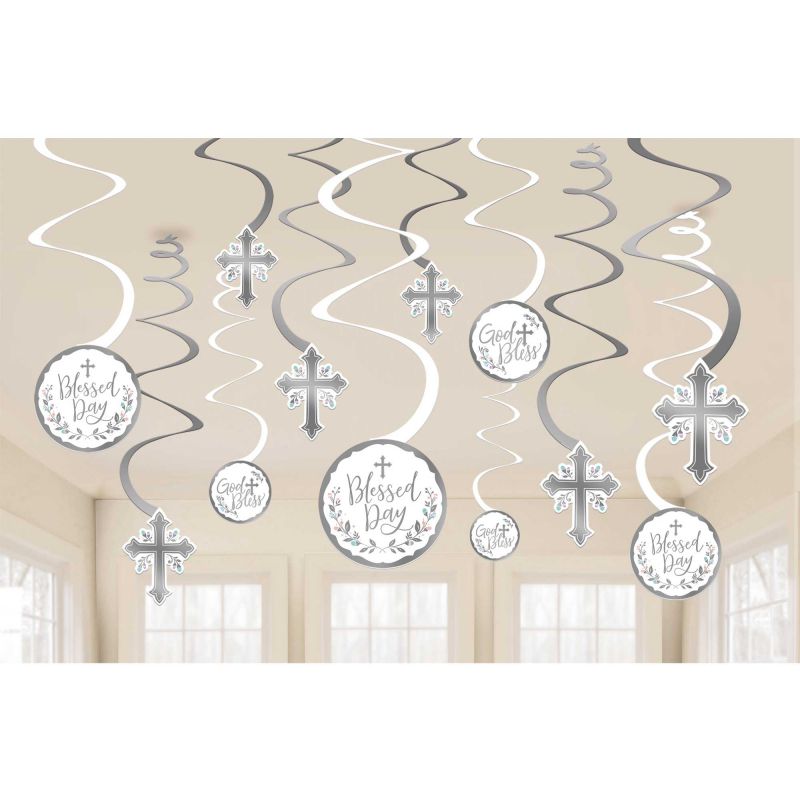 Holy Day Spiral Swirls Hanging Decorations - Pack of 12