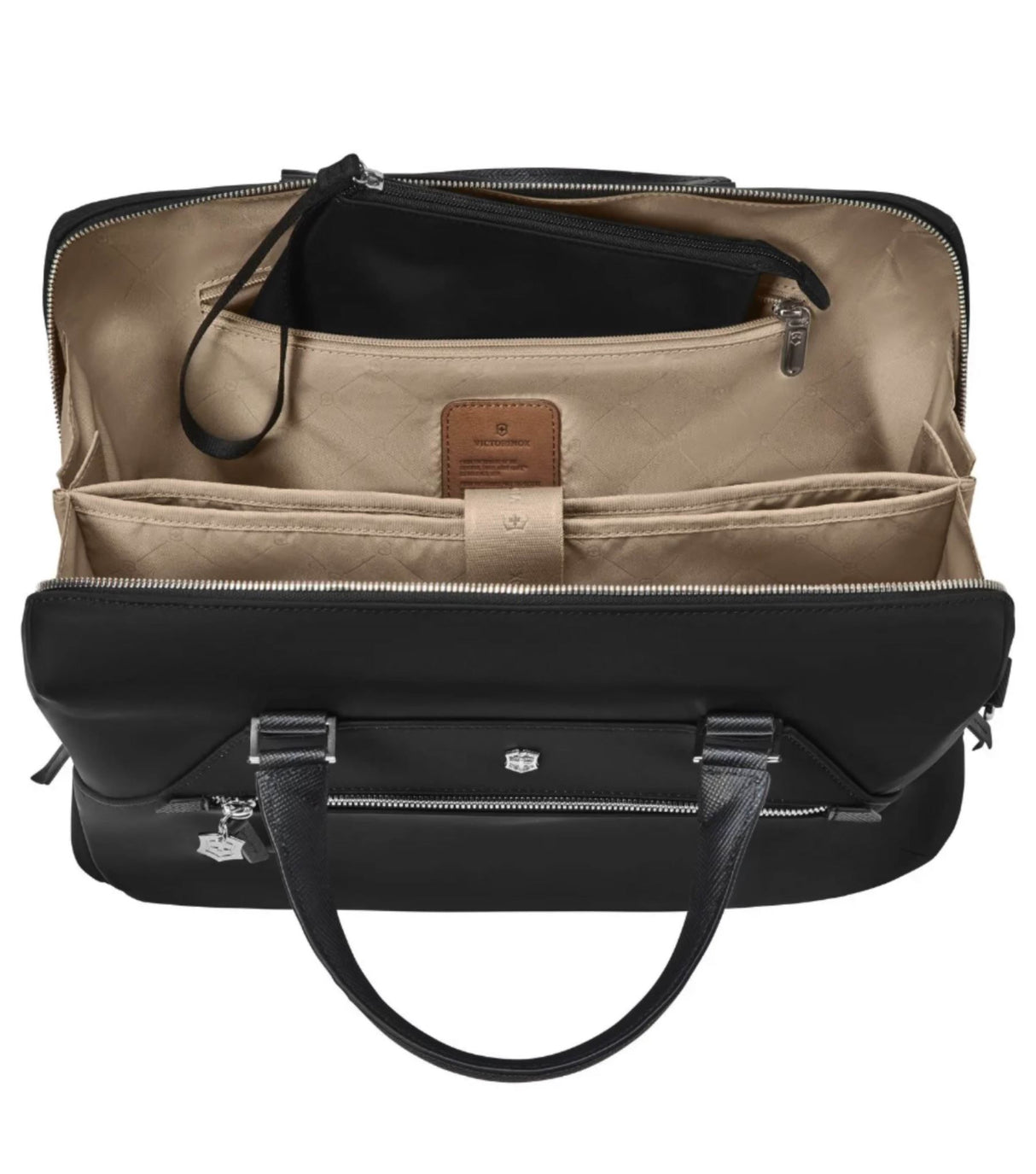 Elegant Midnight Blue laptop briefcase with 14" pocket, removable clutch, and adjustable shoulder strap for modern professionals.