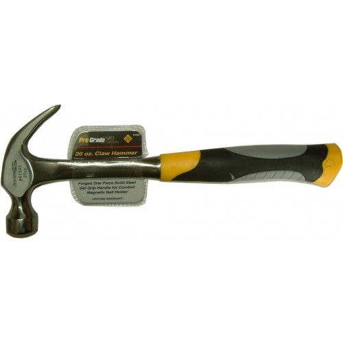 Pro-Grade 20oz solid steel carpenters hammer with moulded grip, magnetic nail holder, and induction-hardened durability.