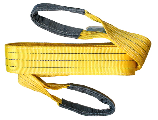 Durable yellow 3m flat web sling with 3T capacity, formed eyes, and safety compliance for heavy lifting.
