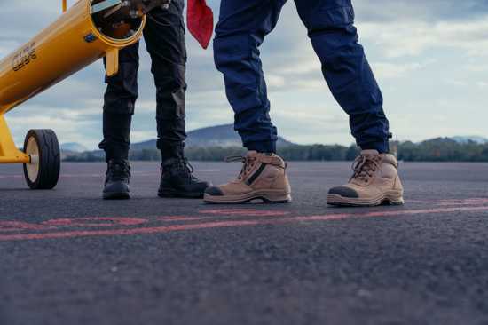 Zip sided safety boots in Stone with steel toe, lightweight nubuck leather, and advanced cushioning for all-day comfort.